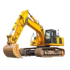 Powerful Yellow Excavator on Construction Site  Heavy Machinery  Digger