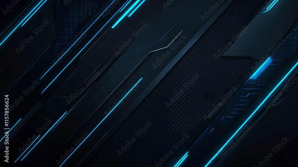 Poster abstract dark background with glowing teal lines