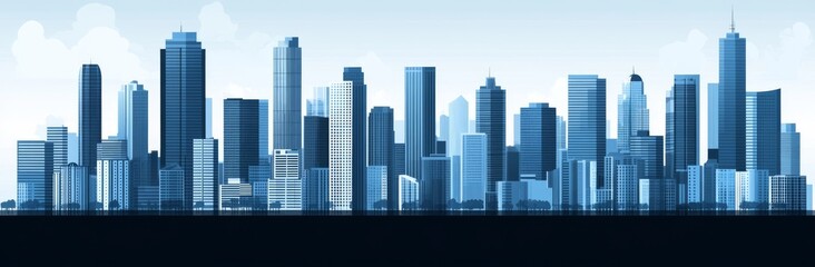Fototapeta premium modern horizontal illustration featuring a cityscape, urban panorama, and building silhouettes
