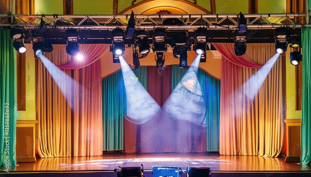 Poster illuminated theater stage with spotlight for opera performance a captivating scene of dramatic light