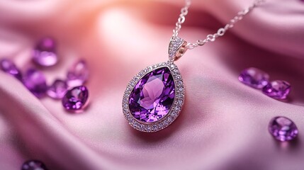 Jewelry Piece Featuring an Amethyst Pendant.
