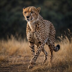 A sleek cheetah in a sprinting position.