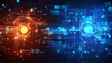 Obraz premium Abstract digital technology background with red and blue circuits.