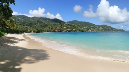 Serene Beach with Smooth White Sand and Clear Waters