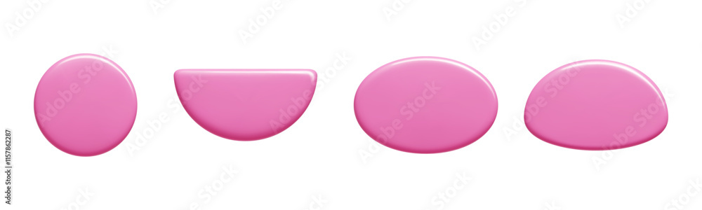 Poster text box banner collection featuring glossy pink shapes - circular, semicircular, oval, rounded elem
