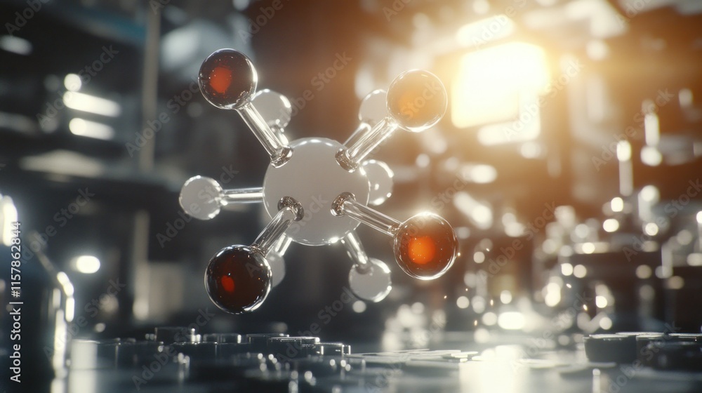 Poster molecular structure in a futuristic laboratory setting