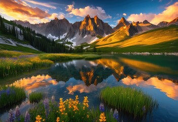 Fototapeta premium stunningly beautiful views pristine mountain ranges endless scenic landscapes majestic peaks, vistas, wilderness, nature, skies, stones, summits, horizons