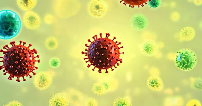 A scientifically accurate portrayal of antibodies attacking and neutralizing virus particles, with vibrant colors to differentiate the cell types