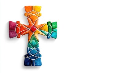Colorful artistic cross religious symbol creative art bright environment unique perspective