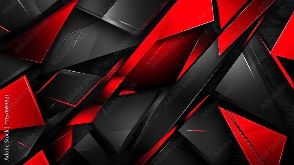 Aufkleber abstract red and black geometric background