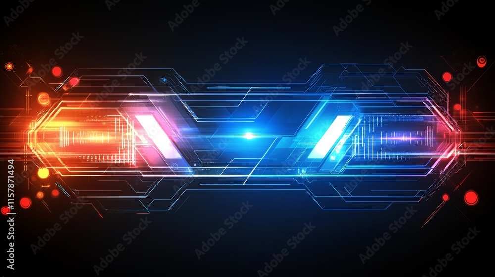 Aufkleber abstract technology background with glowing lines and shapes