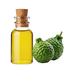 Bergamot essential oil in a bottle isolated on transparent background png