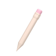 Icon of a pen with an eraser on a white background. 3d illustration.
