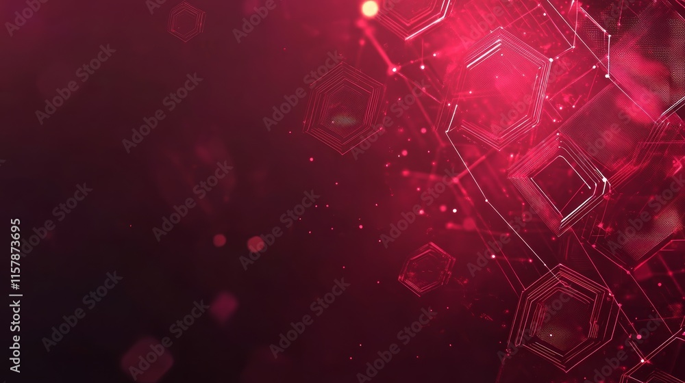 Aufkleber Abstract background with red glowing network and particles.