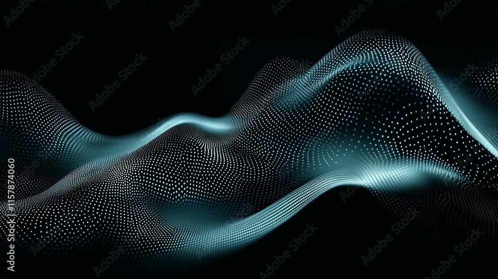 Aufkleber Abstract teal wave particle background