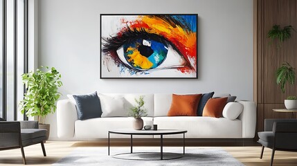 Vibrant Eye Digital Painting: Modern Home Decor Illustration. AI Generated