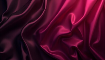 Obraz premium Elegant black dark purple satin and silk fabric with smooth shiny texture and luxurious backdrop, Silky shine glitter. Soft folds draped wave wavy line