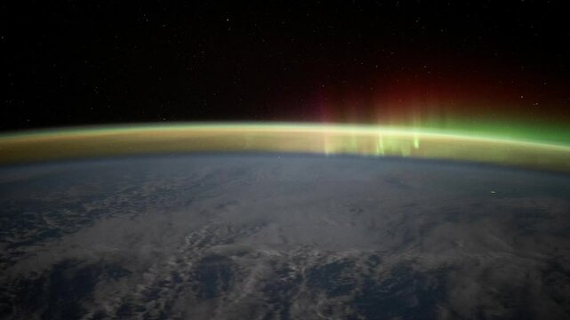Aurora Borealis over Canada. As seen from the International Space Station. Elements of this image furnished by NASA.