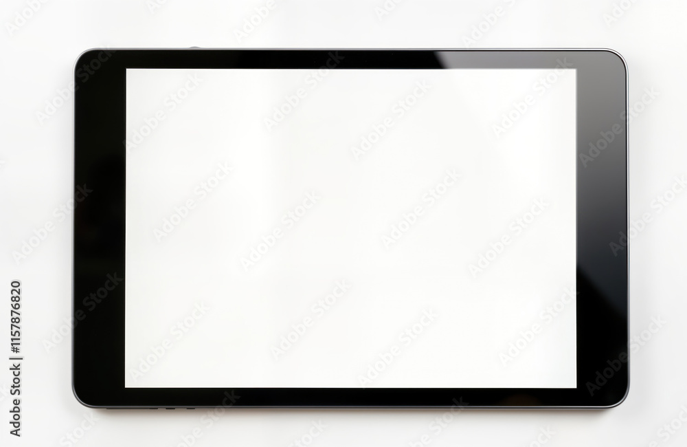 Poster black tablet display. modern device. blank screen. versatile tech. portable tech object. digital dis