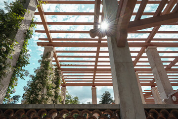 la pergola de la roseraie du parc La Grange