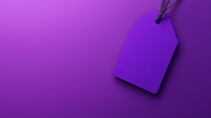 Purple blank price tag on purple background.