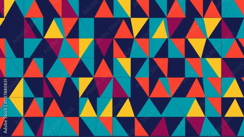 Poster colorful geometric triangle pattern with bold retro design elements