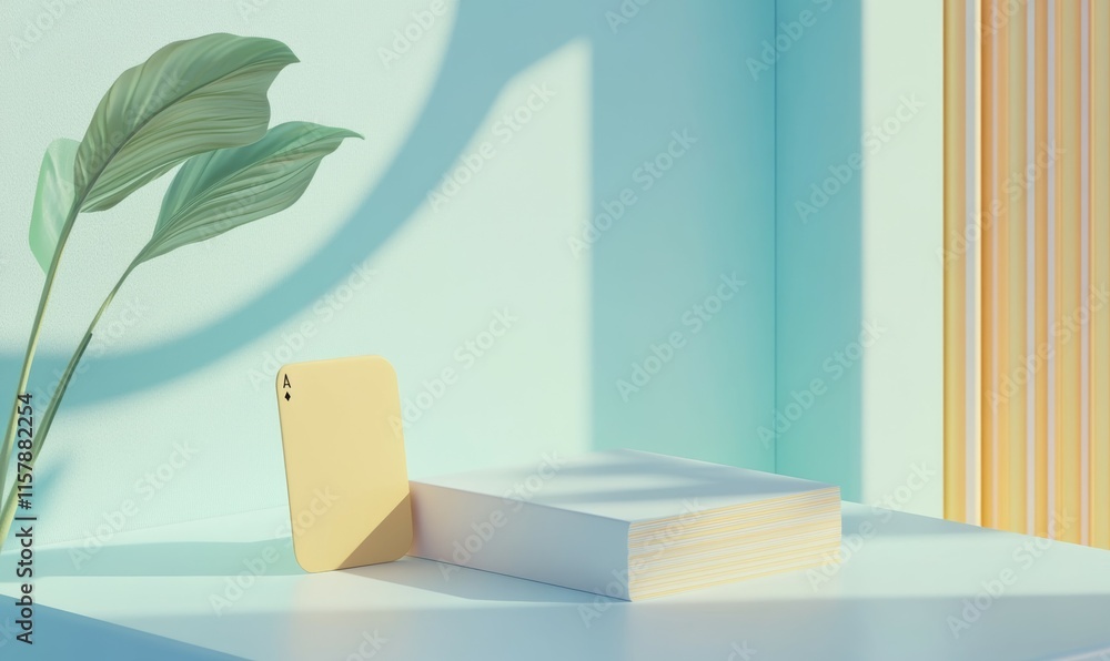 Poster an illustration of a deck of playing cards isolated on a white table in a 3d rendering