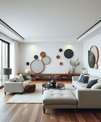 Modern Living Room with Geometric Motifs | Contemporary Interior Design