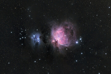 Captivating image of the Orion Nebula M42, a vibrant star-forming region in the Orion constellation, showcasing glowing gas and dust. High quality photo