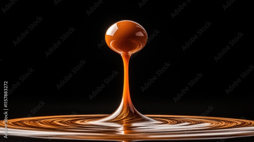Poster dynamic chocolate droplet action studio setting macro photography dark background abstract concept
