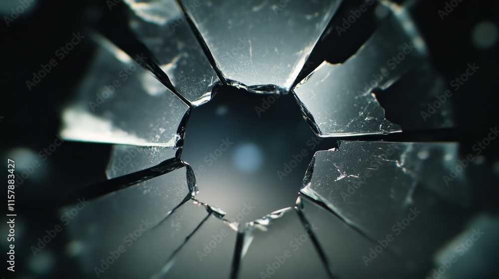 Poster shattered glass artistry captivating broken reflection studio setting abstract visuals close-up pers