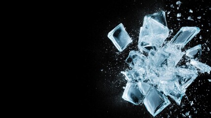 Shattering glass explosion studio high-speed photography dark background close-up visual impact