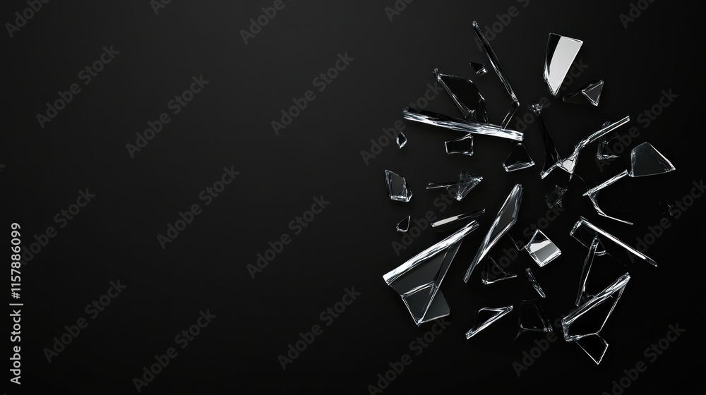 Aufkleber shattered glass action art abstract background digital image dark environment close-up view fragment