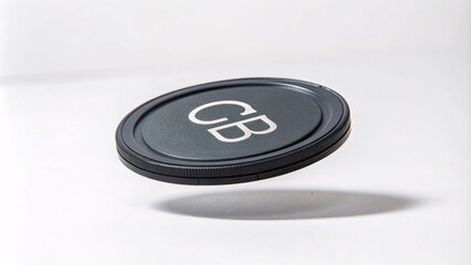 CD disk levitating in antigravity on white background with shadow