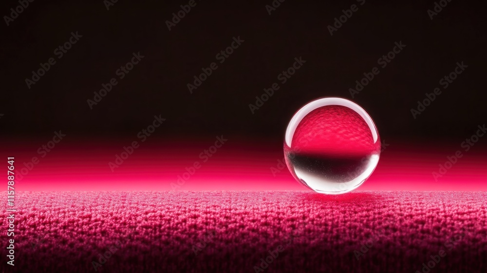 Poster reflection of a crystal sphere on a red background macro photography abstract art dark environment c