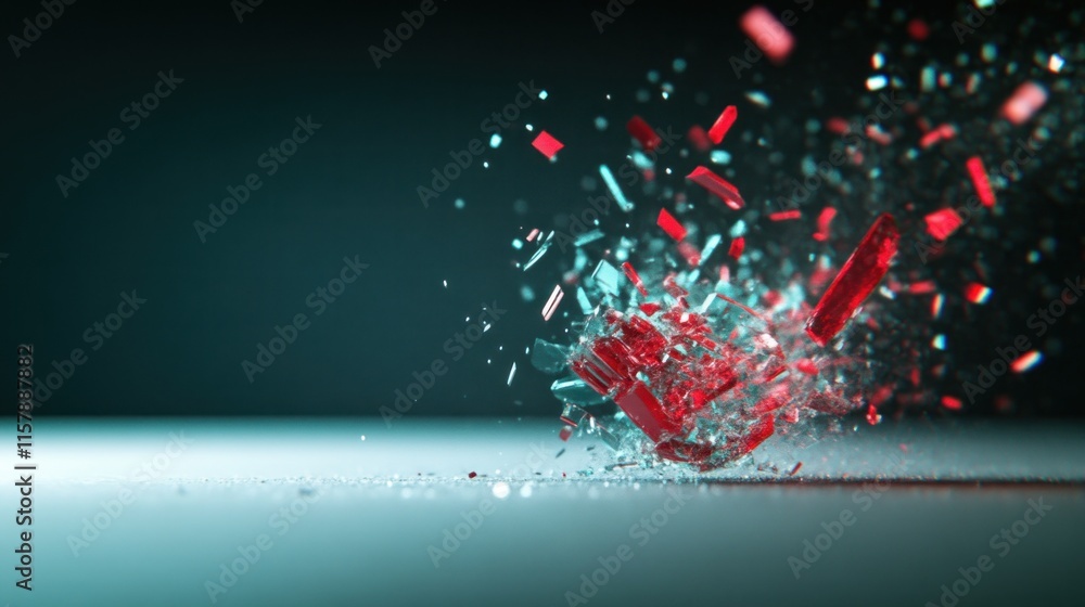 Aufkleber shattering glass action studio setup abstract image dynamic environment close-up perspective creativ
