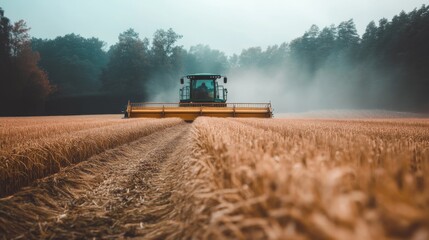 Obraz premium Harvesting in Countryside with Natural Lighting