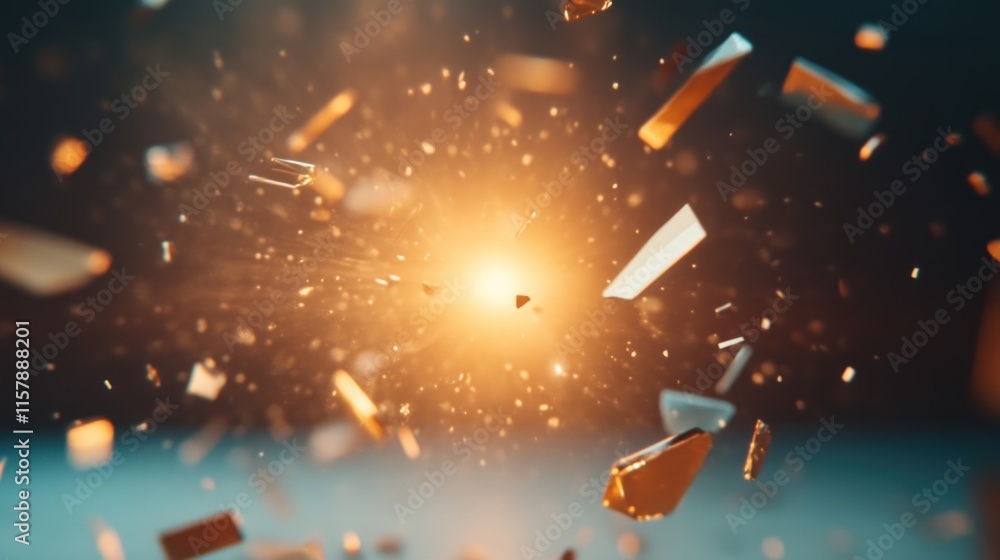 Aufkleber explosive shattering of glass fragments studio setting high-resolution imagery dynamic environment c