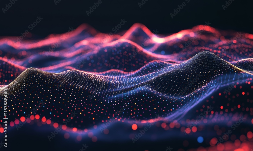 Aufkleber a futuristic illustration of data technology, featuring low poly shapes with interconnected dots and