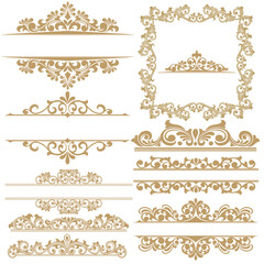 Fototapeta premium Set of Ornament floral design element for frame, border, and wedding with vintage style Free Vector