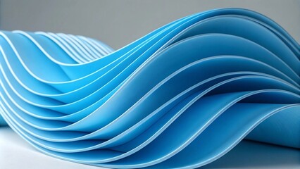 Fototapeta premium 3D render of a blue wavy object with smooth curves