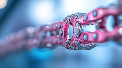 Bright pink metallic chain, futuristic abstract detail. Generated with AI.