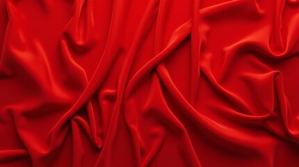 Fototapeta premium A luxurious close-up image of rich red silk fabric draped elegantly