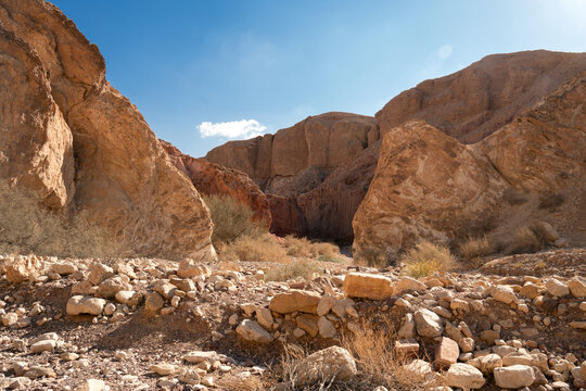 Natural Landscape of Red rocks of the red canyon in Eilat, israel - Powered by Adobe