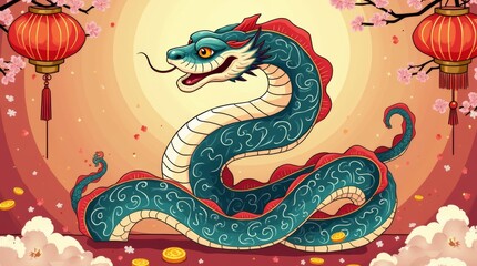 Obraz premium illustration celebrating the Year of the Snake
