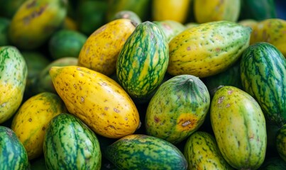 Lot of green and yellow fruits