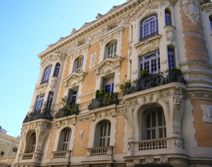 the facade of the building in Nice