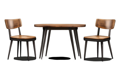Modern Wooden Dining Table and Chairs Set with Black Metal Legs and a Minimalist Design