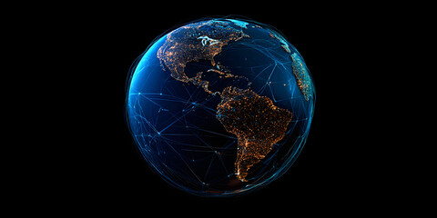 Obraz premium Globe with Network Connections: Global Communication and Connectivity in the Digital Age