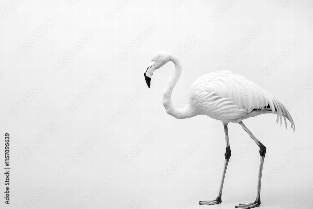 Leinwandbilder flamingo standing gracefully on one leg in minimalistic environment with ample copy space for text a